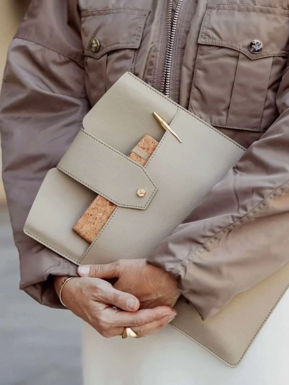 Tablet Sleeve with Front Pocket in Taupe